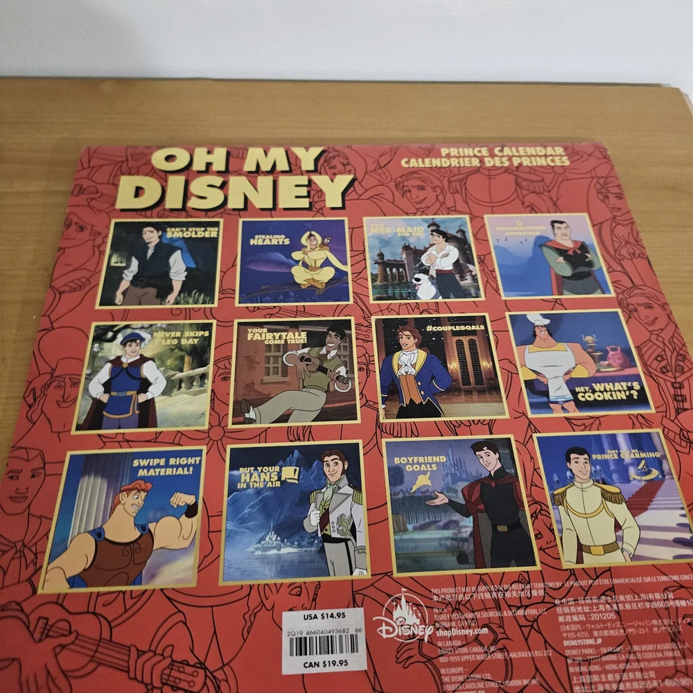 Oh My Disney DIY ANY YEAR Calendar Princes NEW Rare
